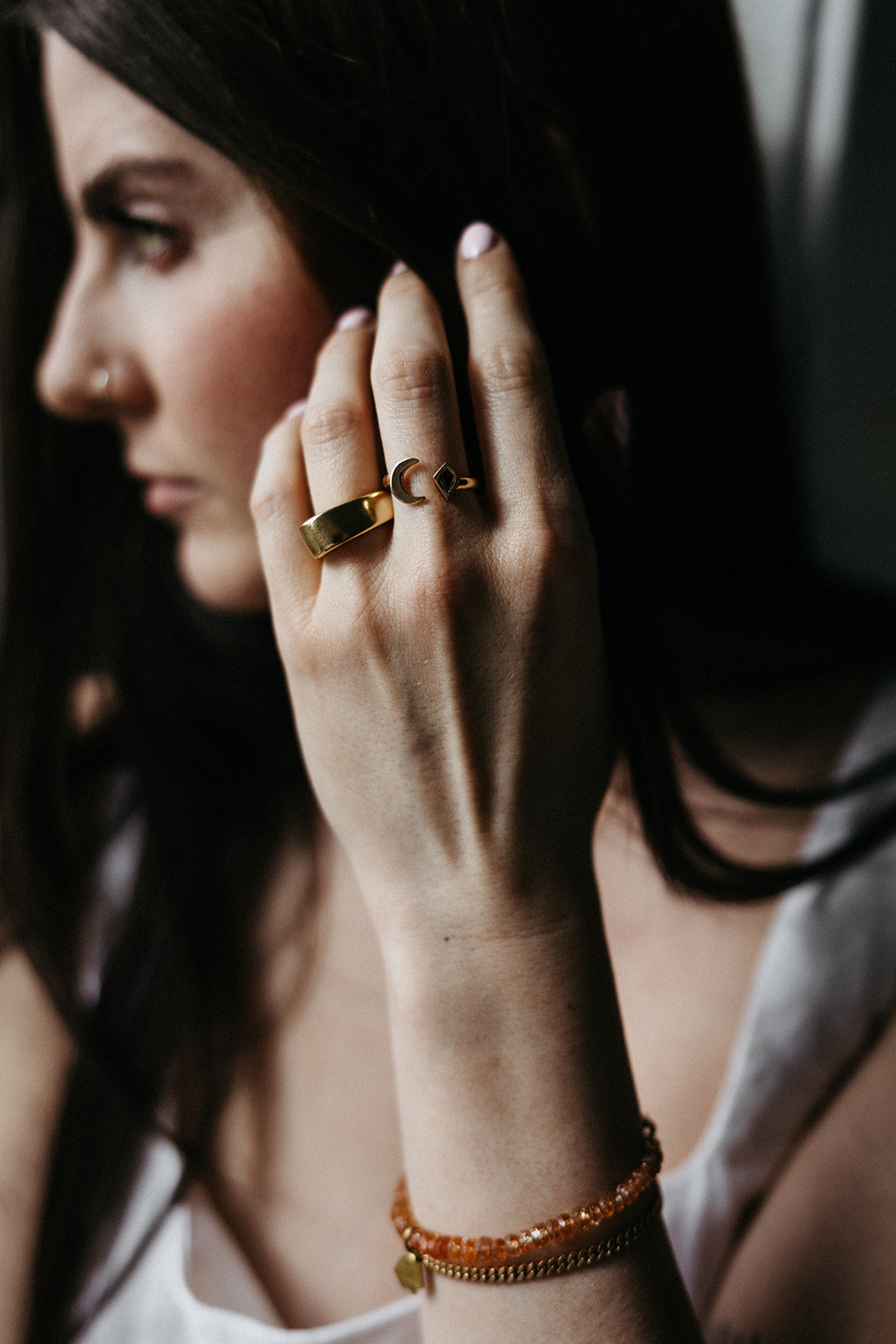 Anthill Garnet Moon Ring