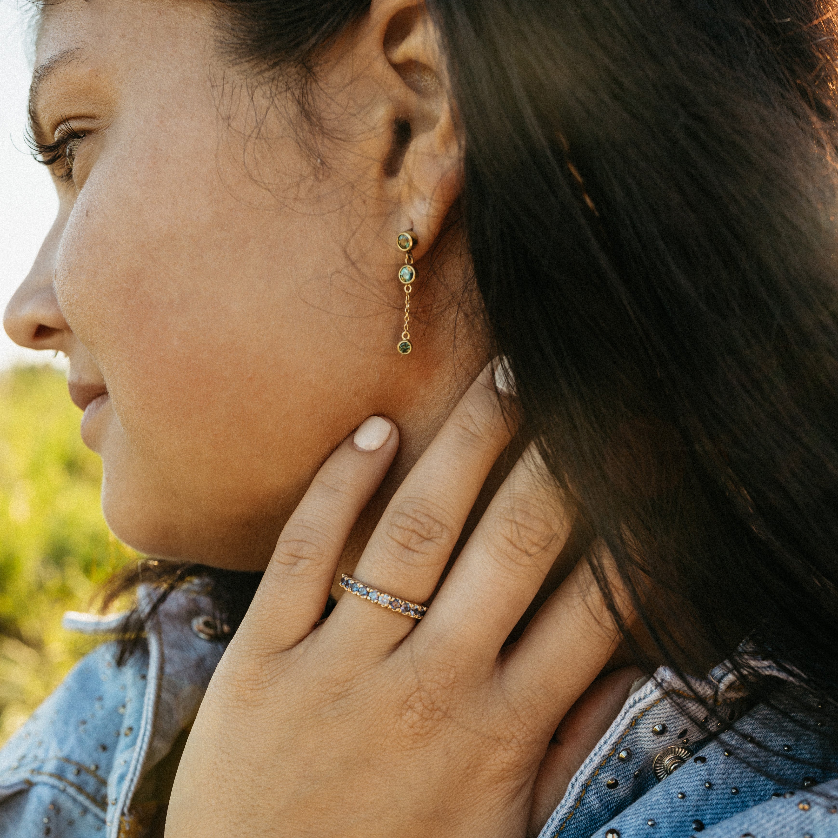 Round Sapphire Drop Earring